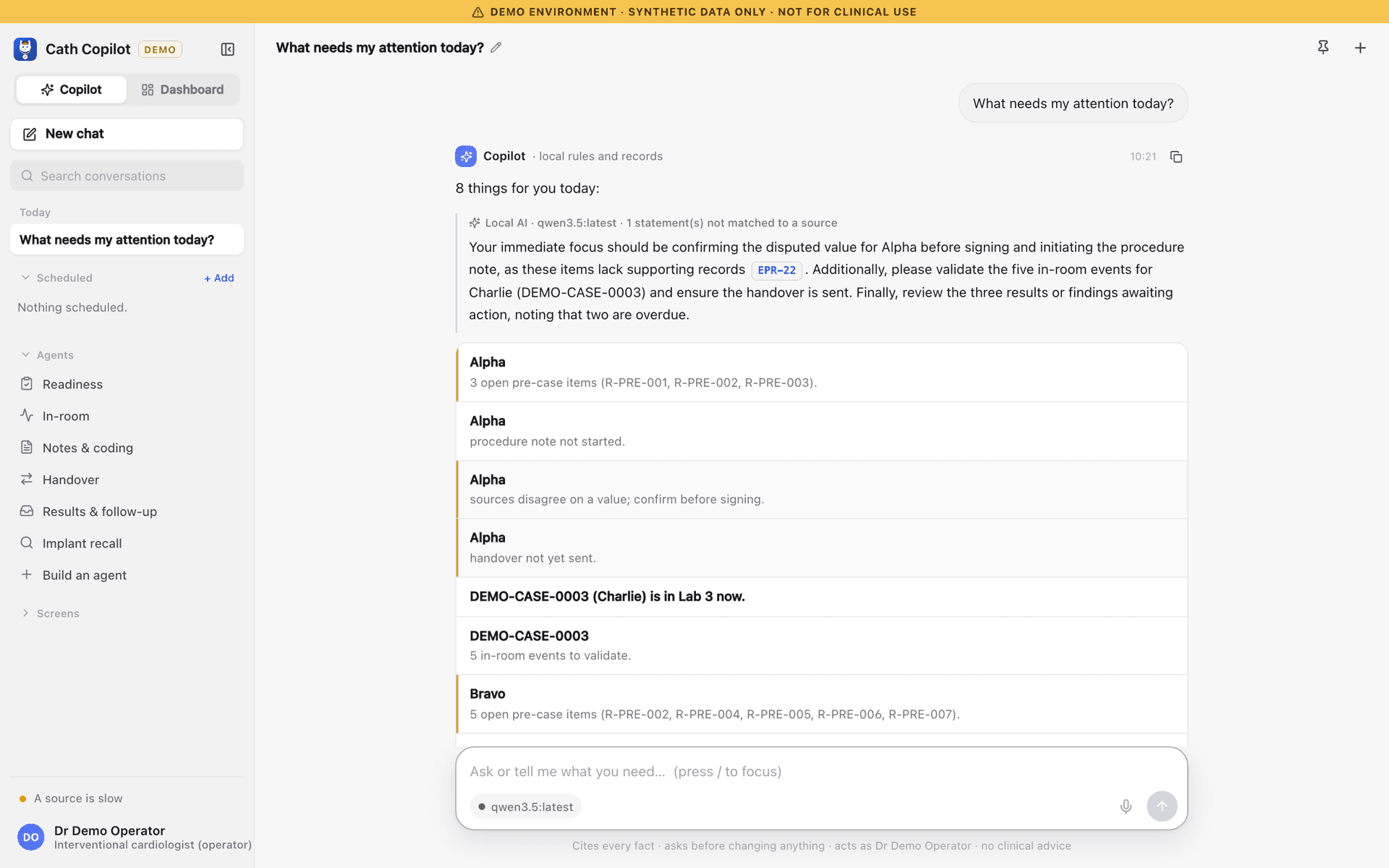 Cath Copilot live product screenshot