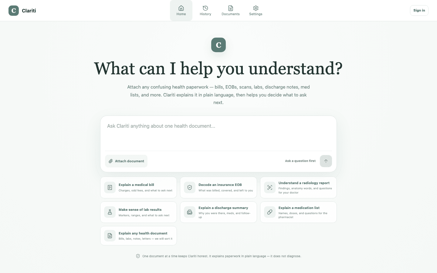 Clariti product screenshot