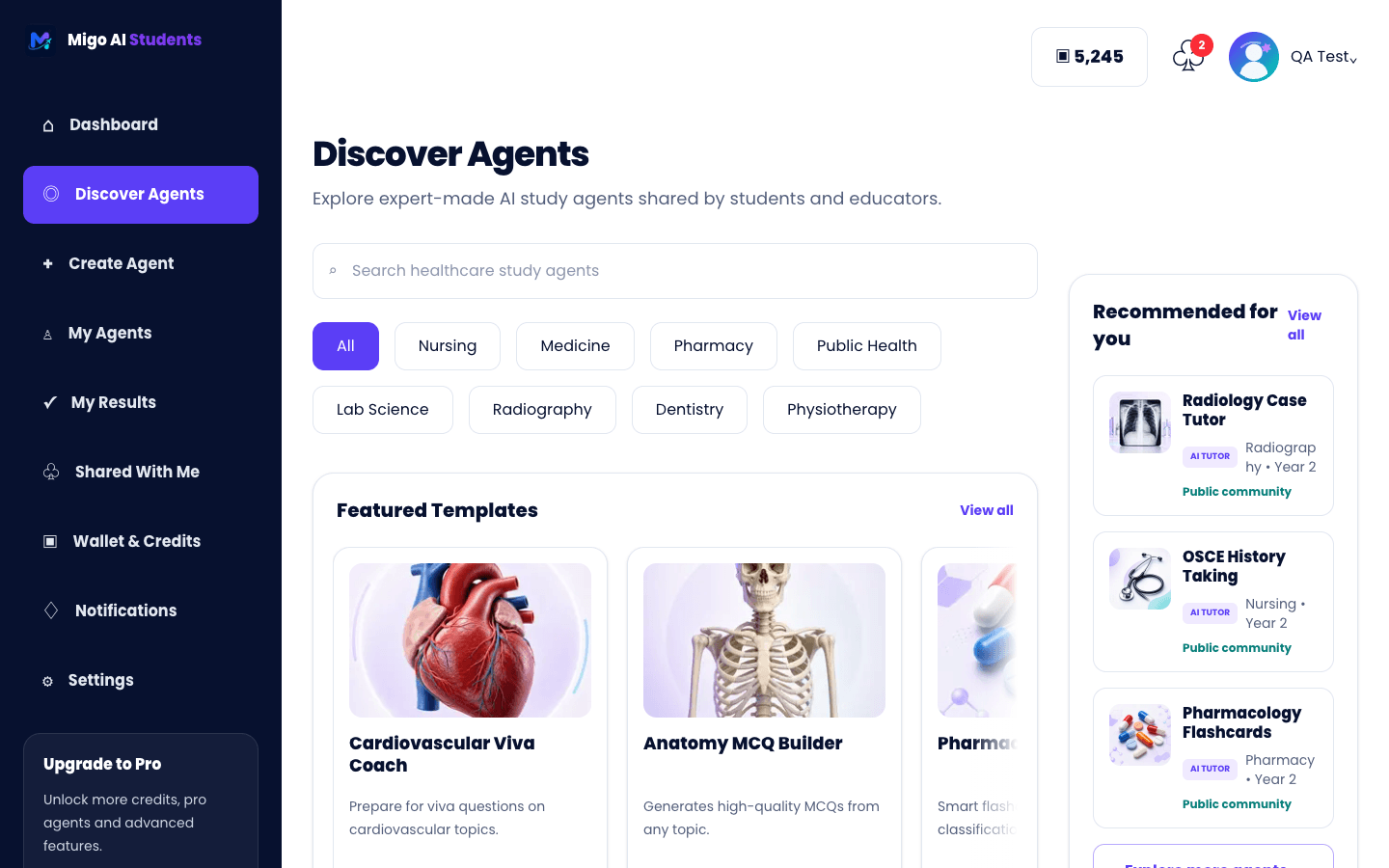 Migo AI Students product screenshot