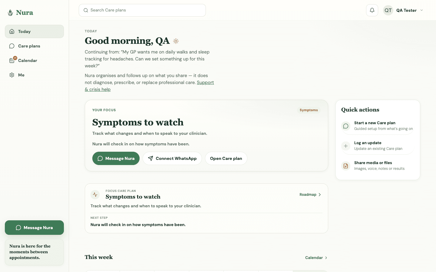 Nura product screenshot