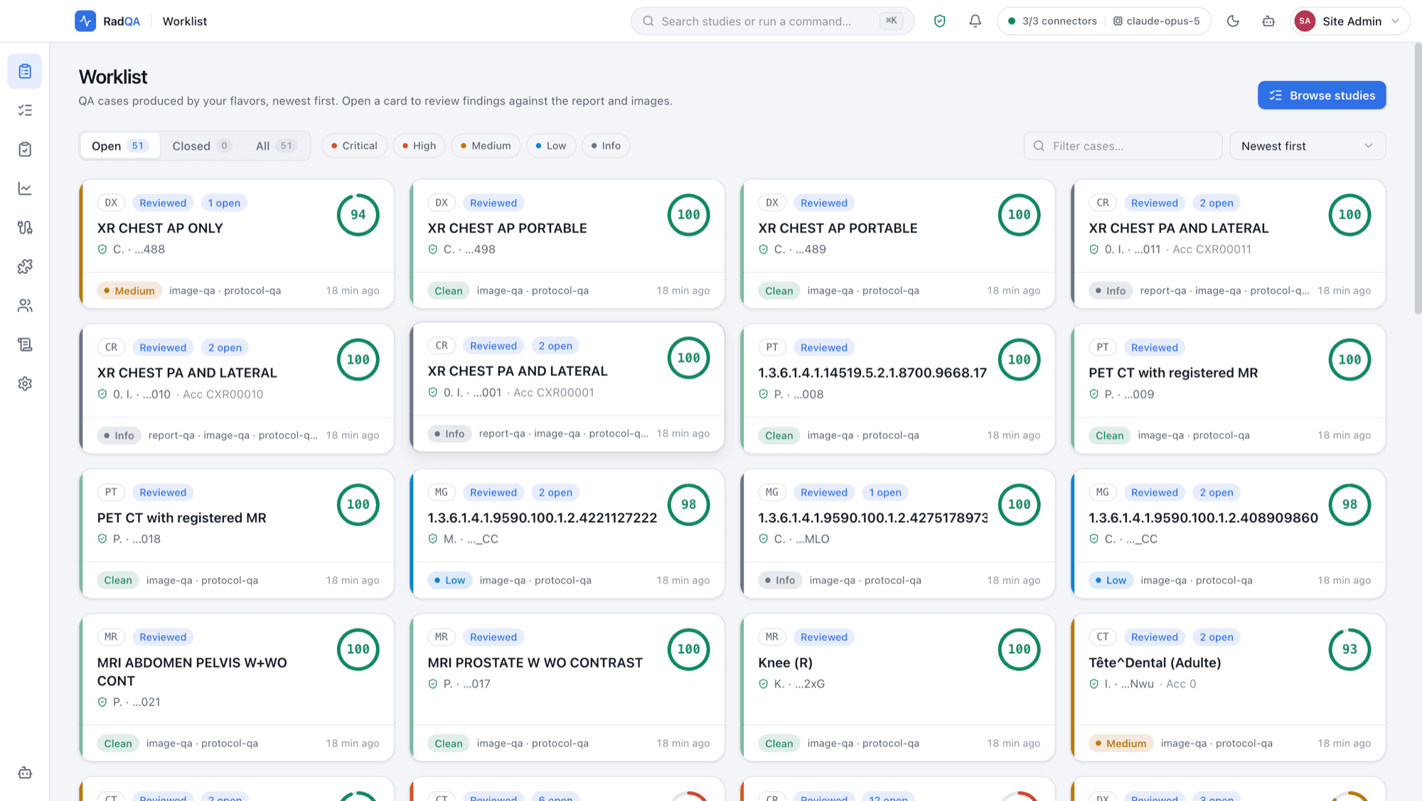 RadQA product screenshot